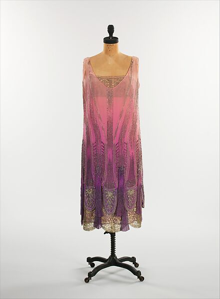 Evening ensemble, Philippe &amp; Gaston (French, founded 1922), silk, beads, metal, tortoiseshell, feather, probably French 