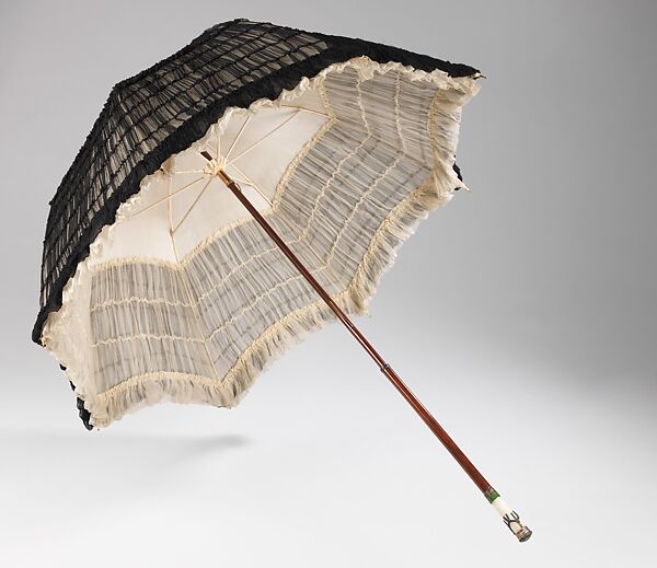 Parasol, Lafarge, silk, wood, metal, marble, enamel, French 