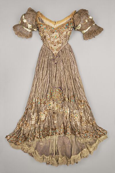 Evening dress, Jacques Doucet (French, Paris 1853–1929 Paris), silk, metal, plastic, French 
