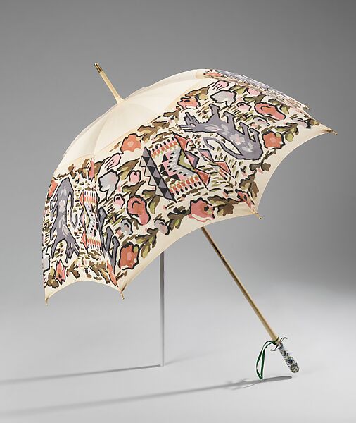Parasol, Dupuy (French), cotton, wood, metal, porcelain, French 