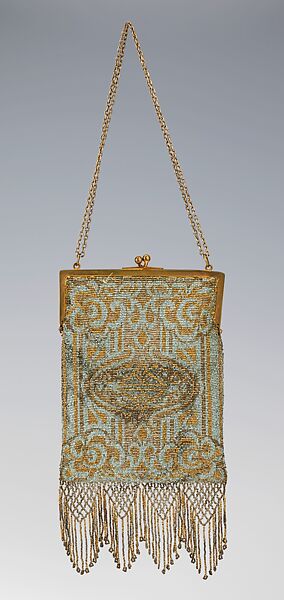 Evening purse, metal, silk, French 