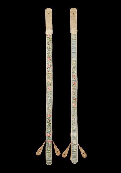 Suspenders, Fisk, Clark &amp; Flagg, silk, pigment, metal, British 