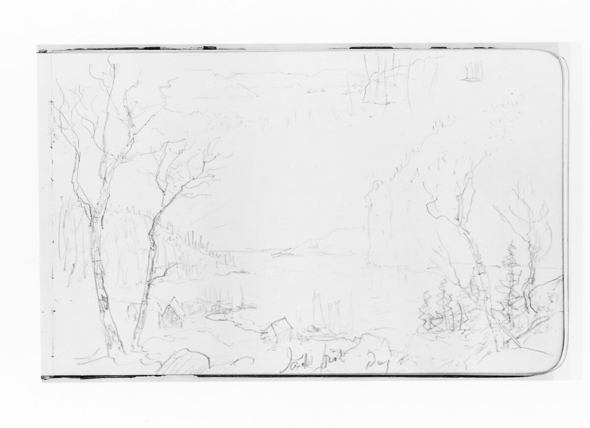 Two Sketches of Bay Scenery (from Sketchbook), Albert Bierstadt (American, Solingen 1830–1902 New York), Graphite on wove paper, American 