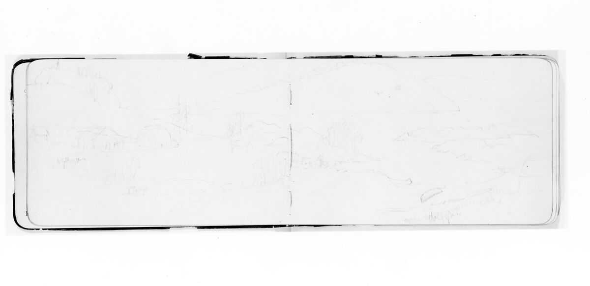 Bay Scene (from Sketchbook), Albert Bierstadt (American, Solingen 1830–1902 New York), Graphite on wove paper, American