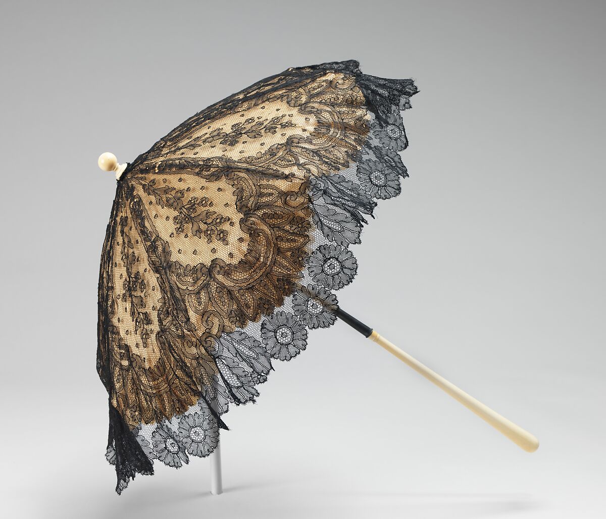 Parasol, silk, metal, wood, ivory, French 