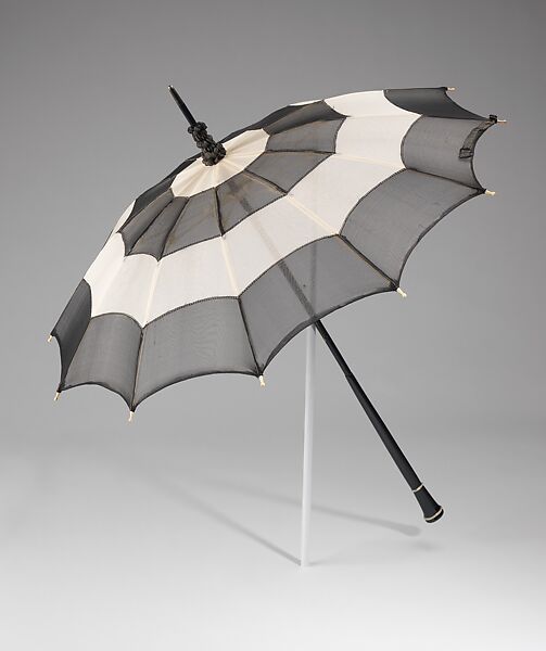 Parasol, silk, metal, wood, glass, quartz, synthetic, French 