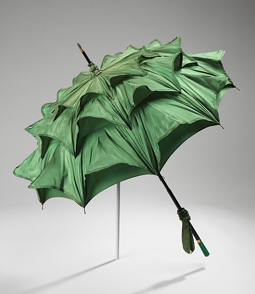 Parasol, silk, metal, wood, jade, synthetic, American 