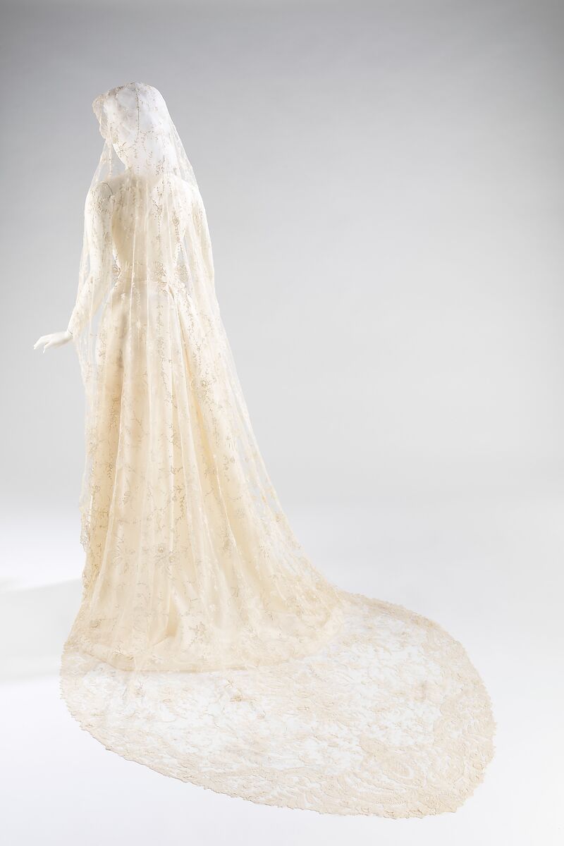 Wedding veil, silk, linen, Belgian 