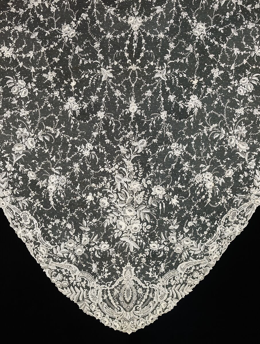 Wedding veil, silk, linen, Belgian