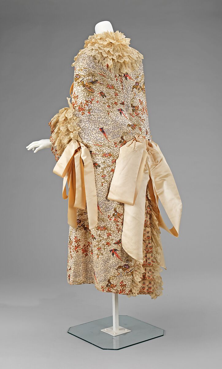 Evening cloak, silk, metal, French