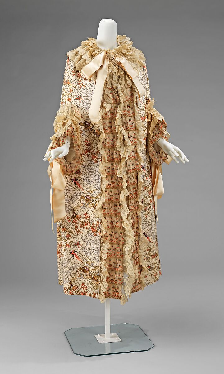 Evening cloak, silk, metal, French 