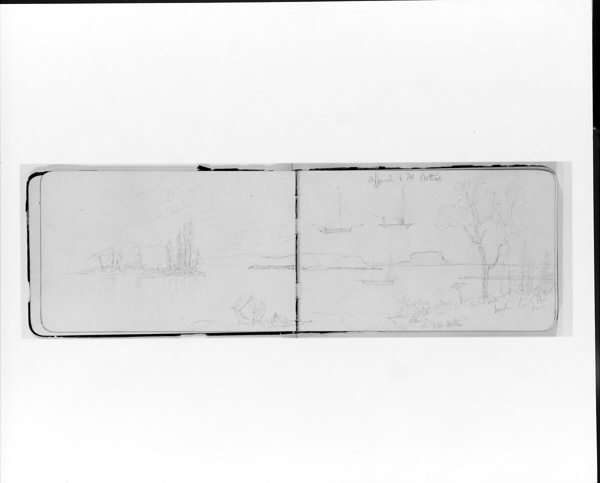 Bay Scene at Sunset (from Sketchbook), Albert Bierstadt (American, Solingen 1830–1902 New York), Graphite on wove paper, American