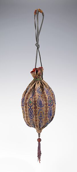 Evening pouch, Ethel L. Wilson Hughes, silk, glass, American 