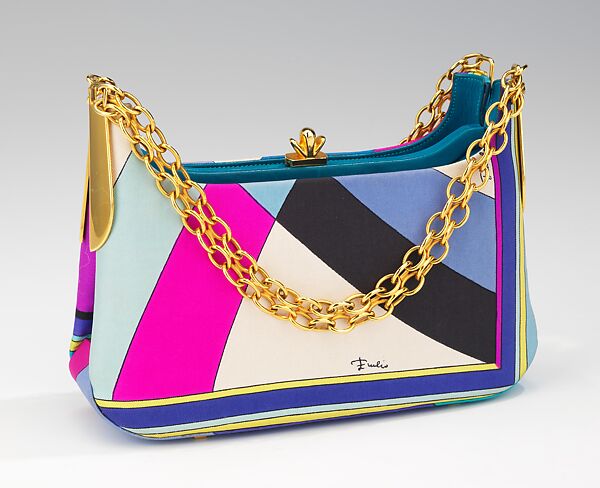 Cocktail bag, Emilio Pucci (Italian, Florence 1914–1992), silk, metal, leather, Italian 