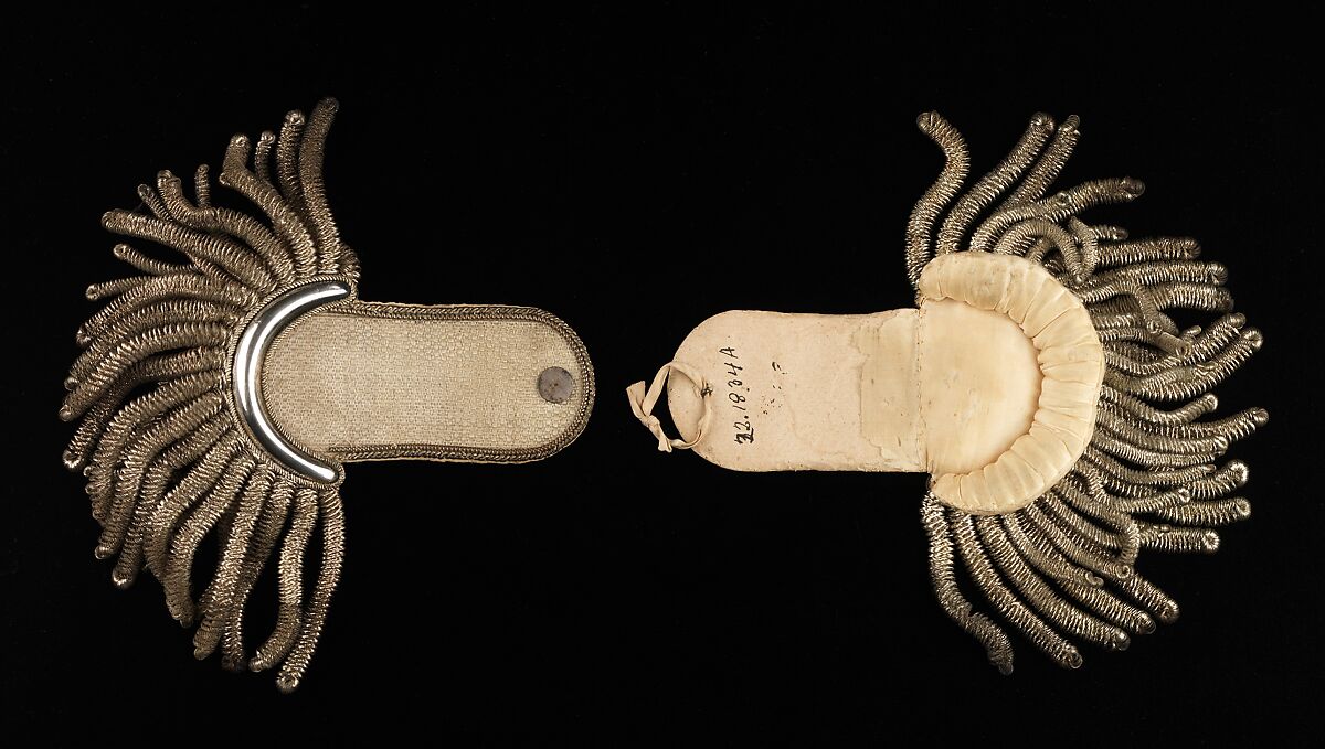 Military ensemble, wool, linen, silk, metal, paper, feather, wood, American