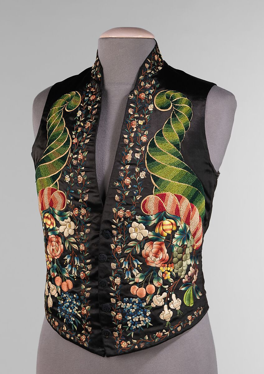 Vest, silk, probably British 