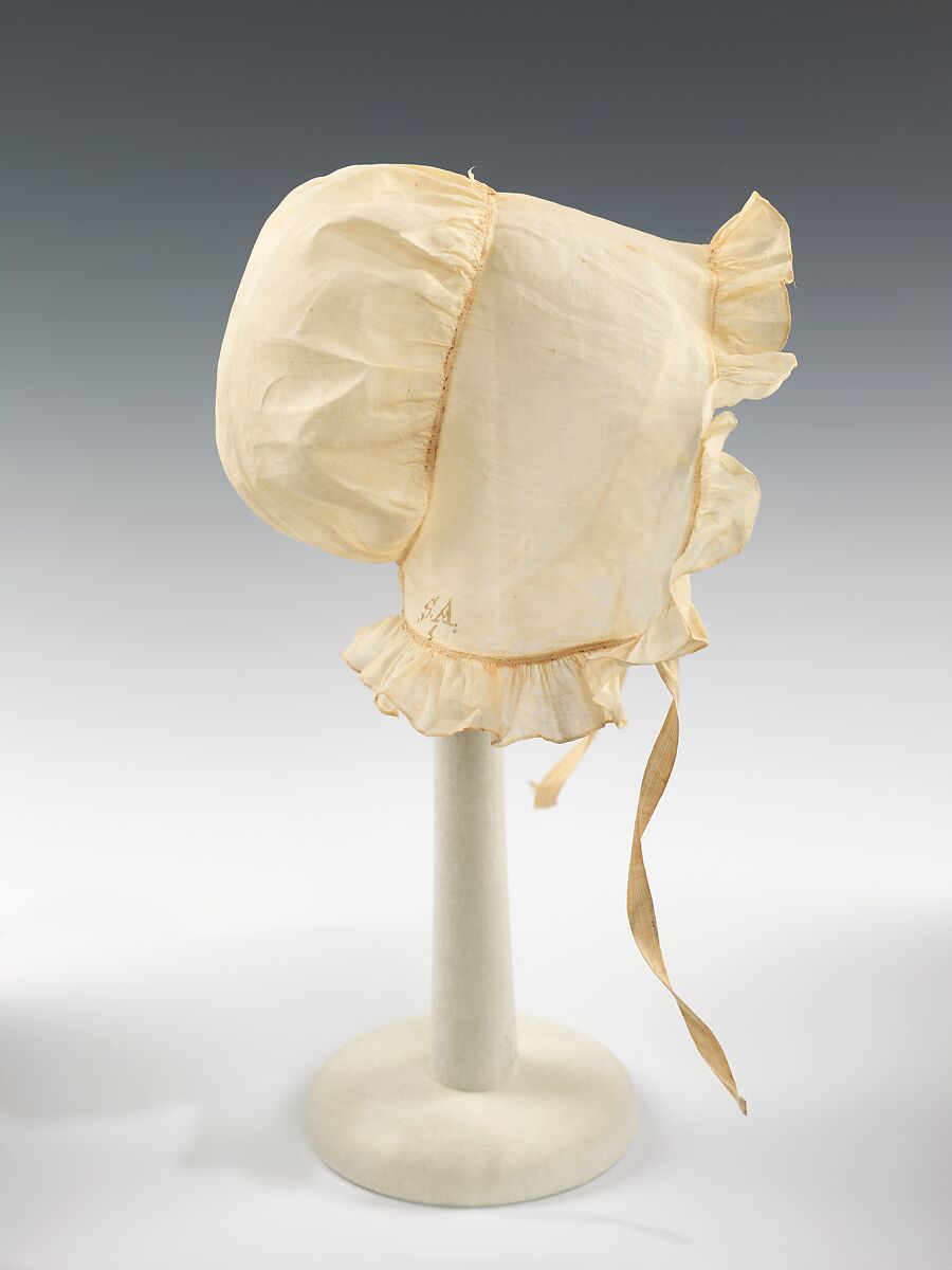 Poke bonnet, linen, American 