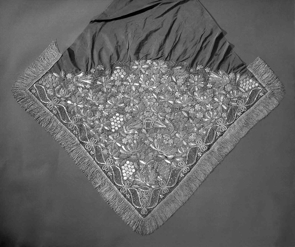 Headdress, silk, metal, Russian