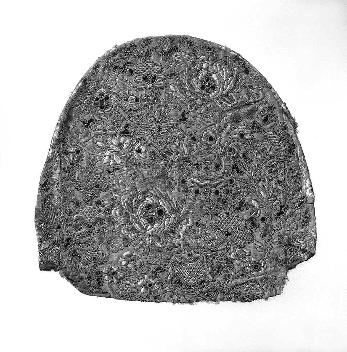 Headdress, silk, metal, linen, Russian