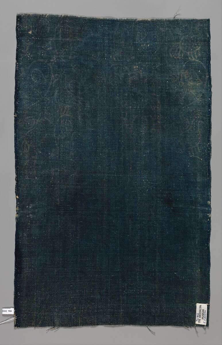 Textile fragment, Resist-dyed on plain weave; warp: dyed linen, Z spun, 16 per cm; weft: dyed linen, Z spun, 15–16 per cm, Russian