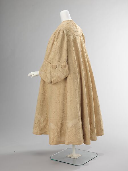 Evening coat, wool, cotton, American