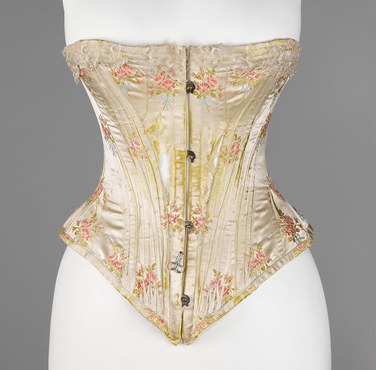 Corset, silk, bone, metal, French 