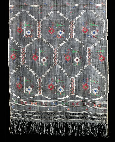 Ensemble, cotton, wool, silk, metal