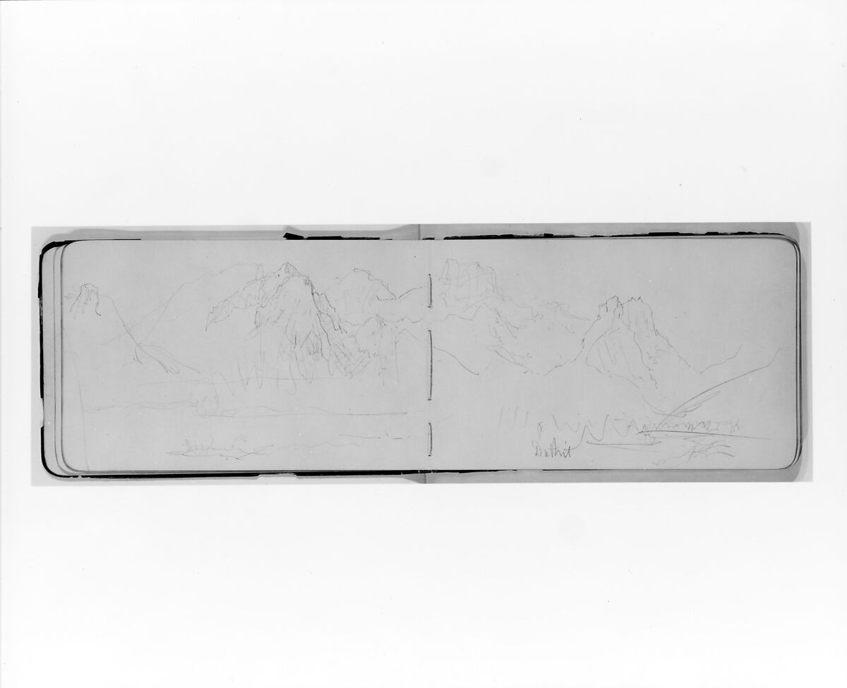 Canadian Mountain Peaks (from Sketchbook), Albert Bierstadt (American, Solingen 1830–1902 New York), Graphite on wove paper, American