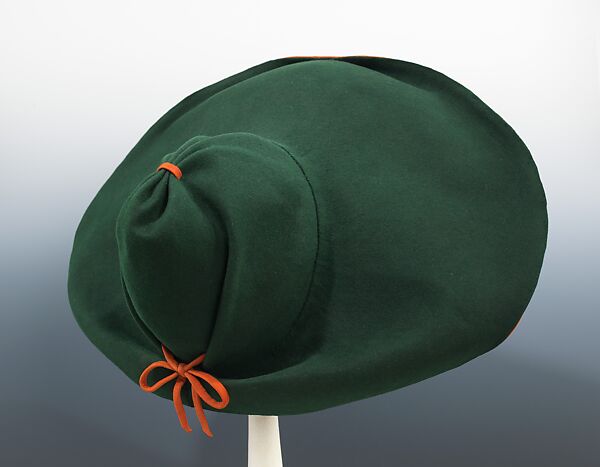 Hat, Sally Victor (American, 1905–1977), wool, leather, American 