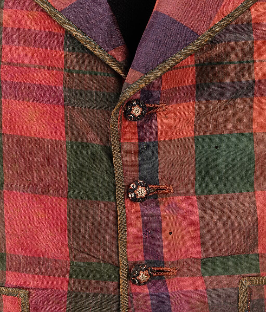 Morning vest, silk, cotton, linen, wool, American