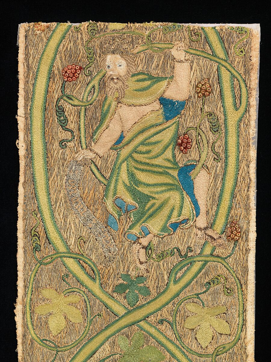 Orphrey, metal, silk, linen, British