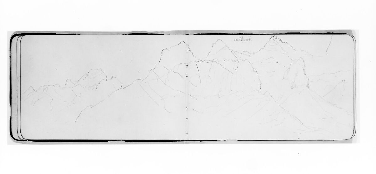 Sketch of Rocky Mountains, Canada (from Sketchbook), Albert Bierstadt (American, Solingen 1830–1902 New York), Graphite on wove paper, American