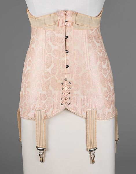 Corset, O&#39;Conner, Moffatt &amp; Company (American, 1868–1945), cotton, bone, metal, elastic, American 