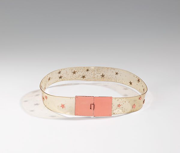 Evening belt, Elsa Schiaparelli (Italian, 1890–1973), plastic (cellulose acetate), metal, French 