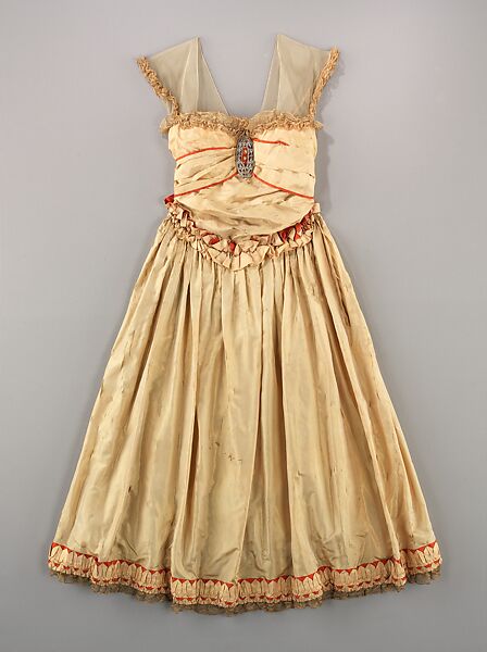 Evening dress, House of Lanvin (French, founded 1889), silk, rhinestones, linen, French 