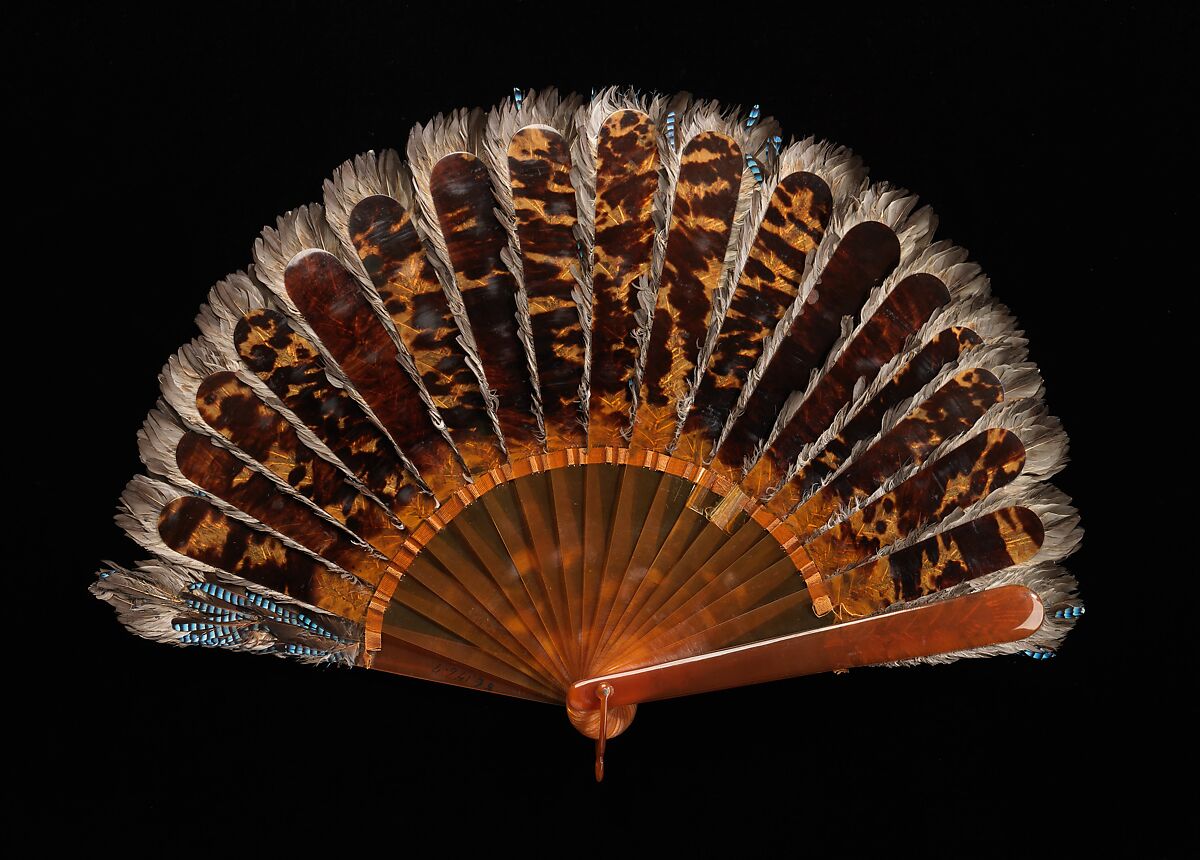 Fan, Rodeck Brothers, tortoiseshell, feather, silk, Austrian