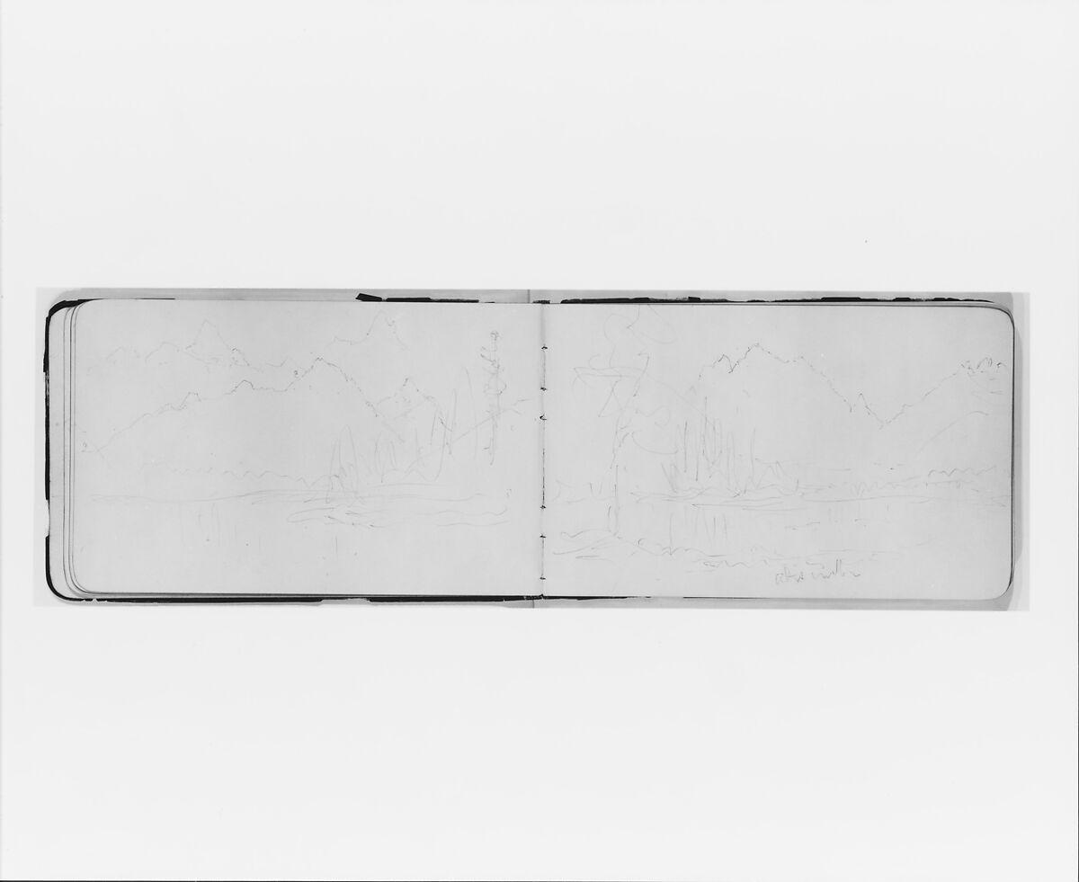 Sketch of Mountains, Peaks, and Terrain (from Sketchbook), Albert Bierstadt (American, Solingen 1830–1902 New York), Graphite on wove paper, American