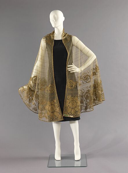 Evening cape, Mae &amp; Hattie Green, silk, metal, French 