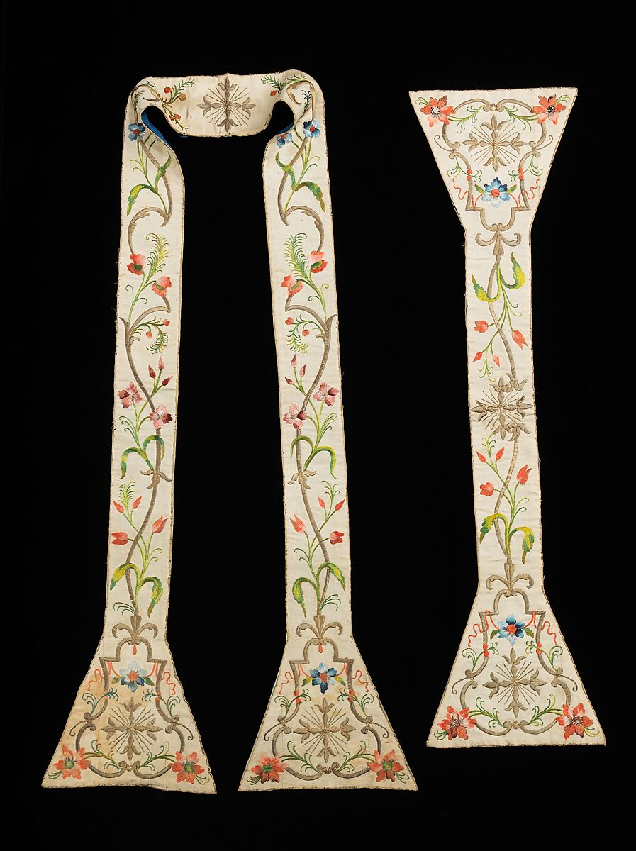 Maniple and Stole, Silk, metal, French 