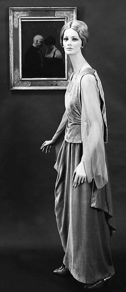 Evening dress, silk, French