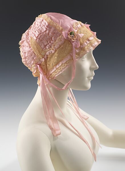 Boudoir cap, silk, cotton, American 