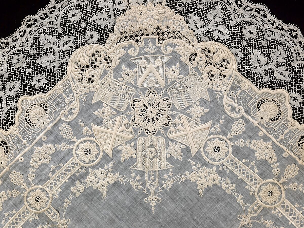 Handkerchief, cotton, linen, probably French