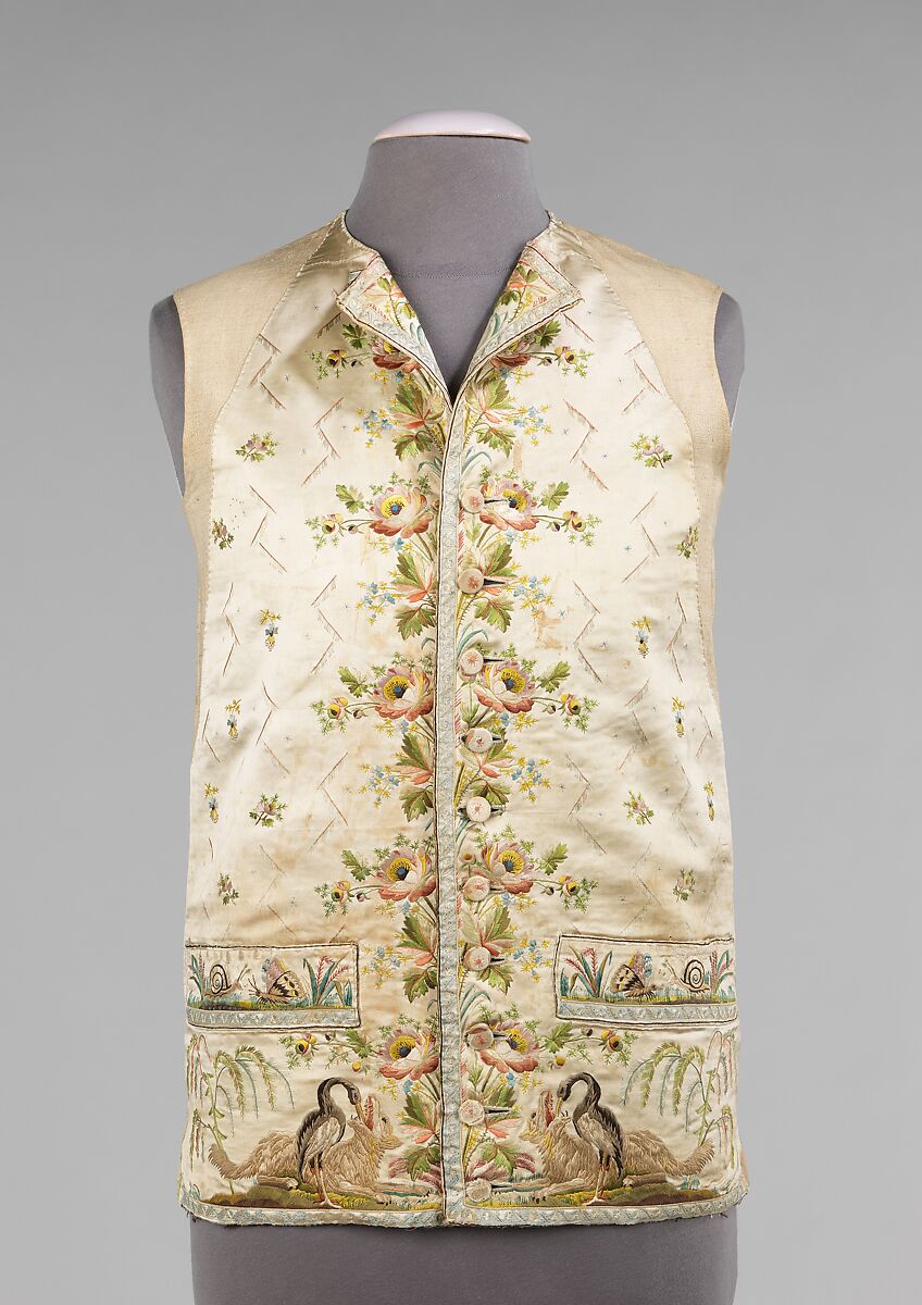 Waistcoat, silk, cotton, French 