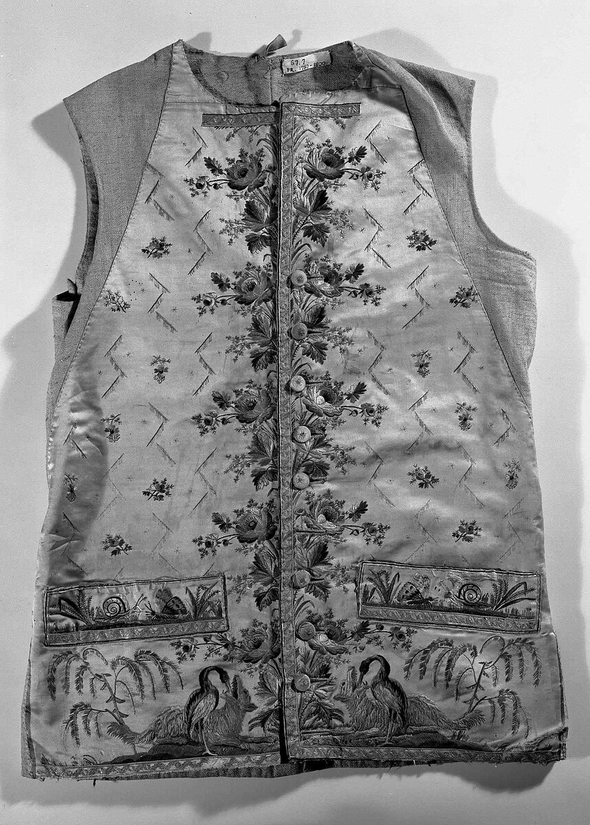Waistcoat, silk, cotton, French