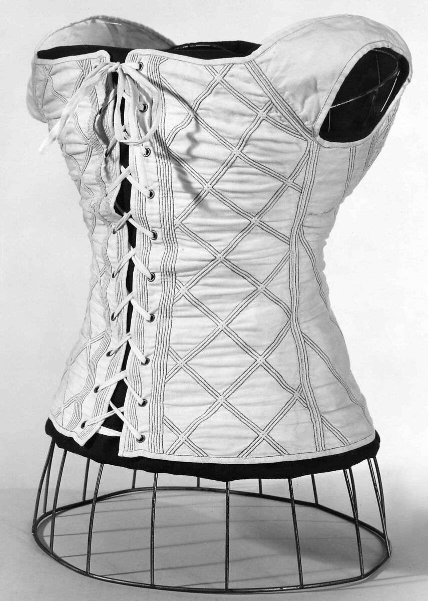 Corset, cotton, bone, American