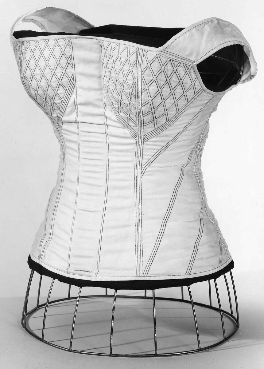 Corset, cotton, bone, American