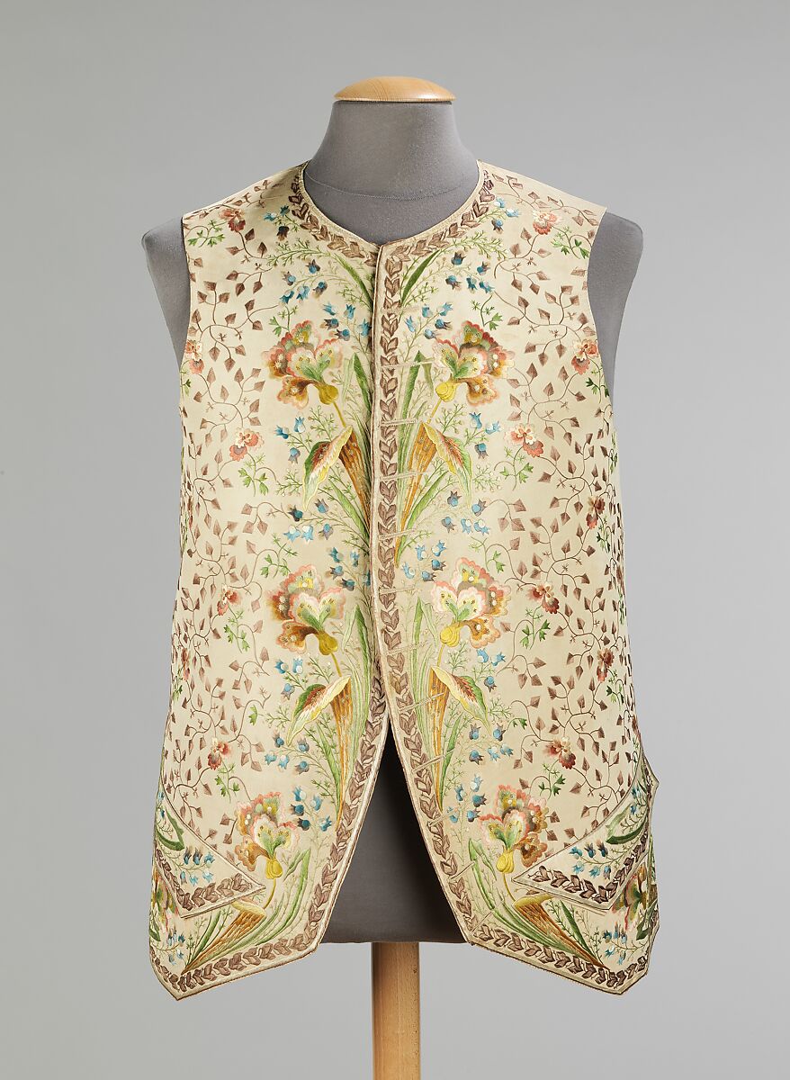 Waistcoat, silk, probably French 