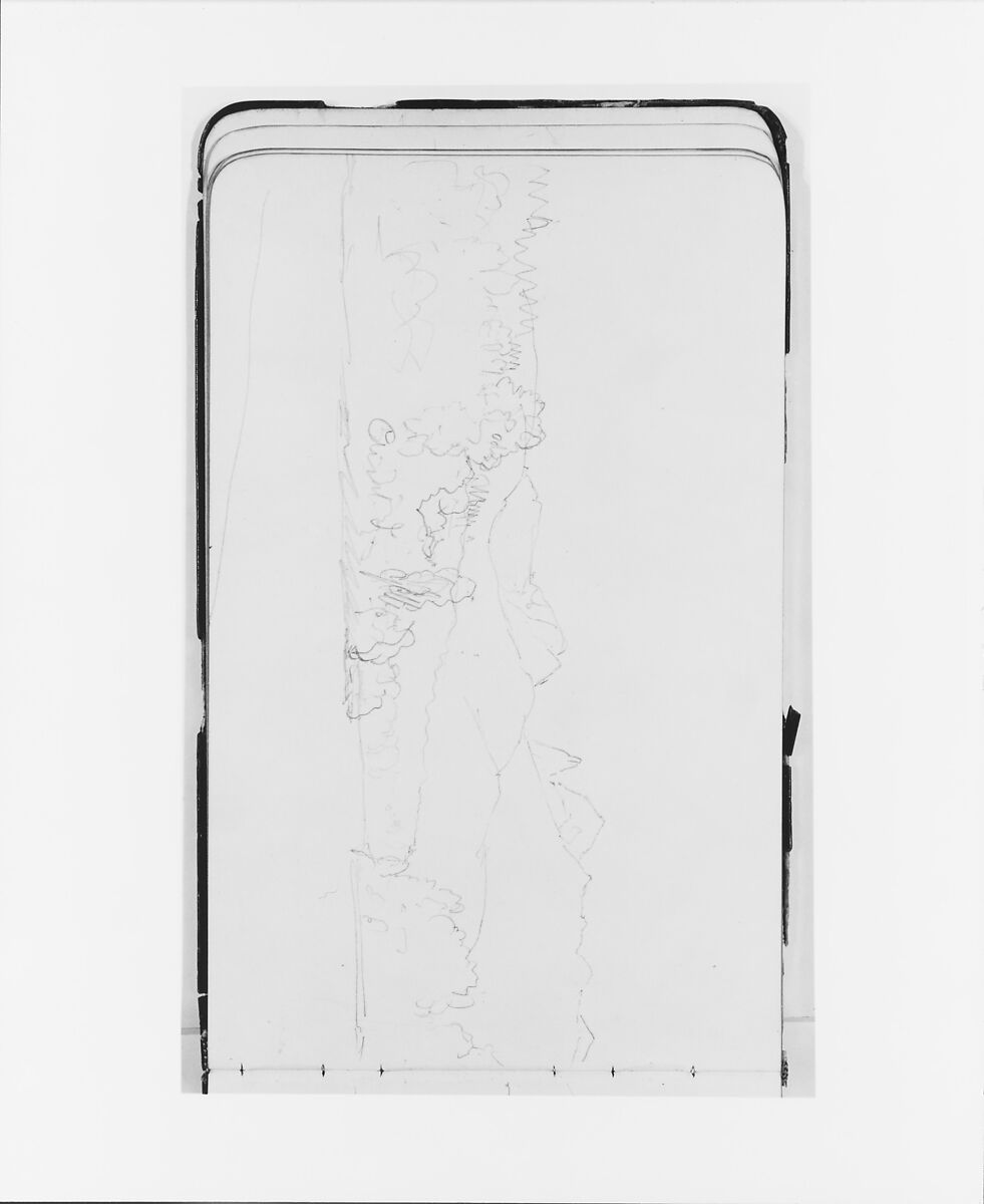 Sketch of a Mountain Landscape (from Sketchbook), Albert Bierstadt (American, Solingen 1830–1902 New York), Graphite on wove paper, American 