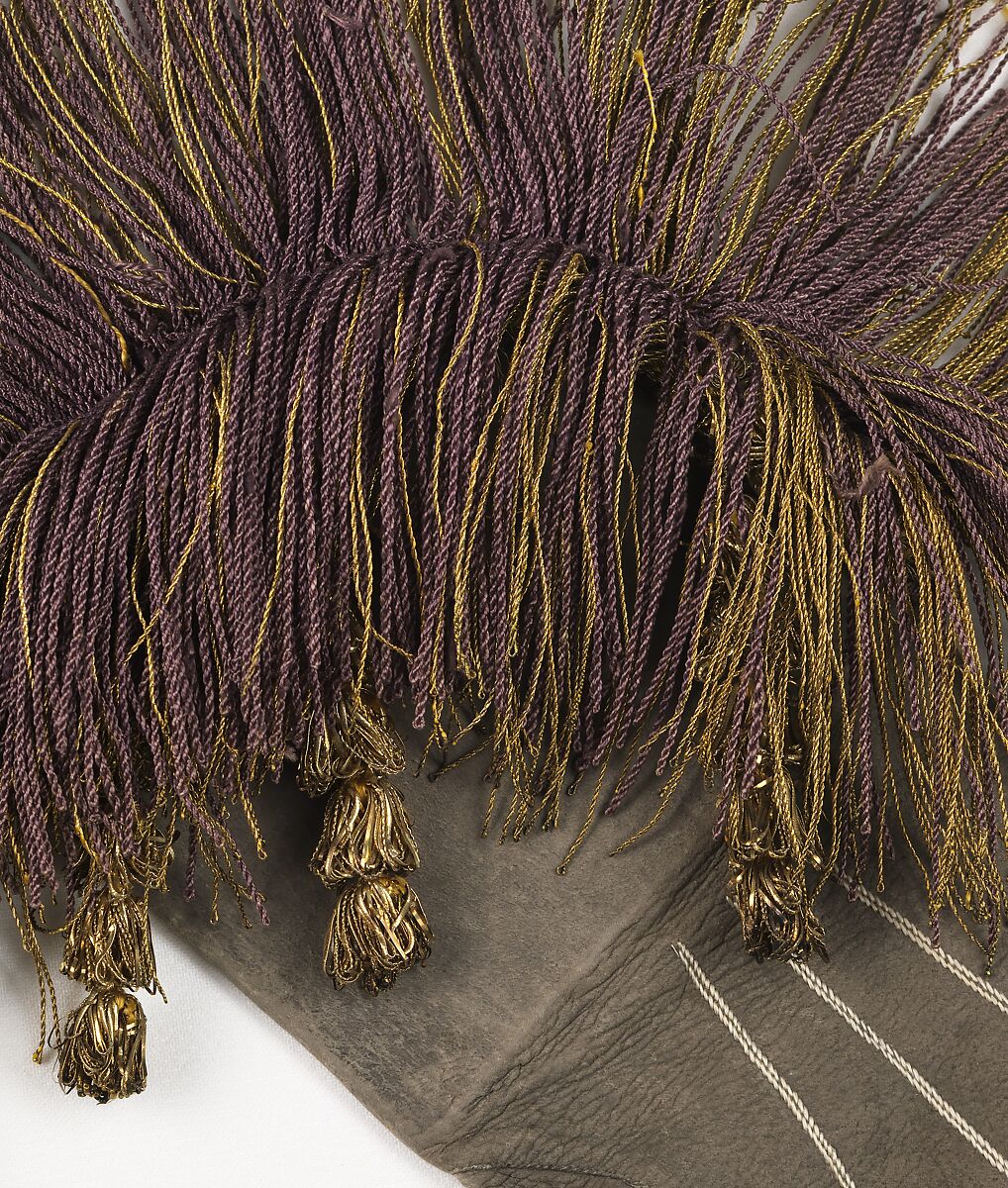 Gauntlets, leather, silk, metal, British