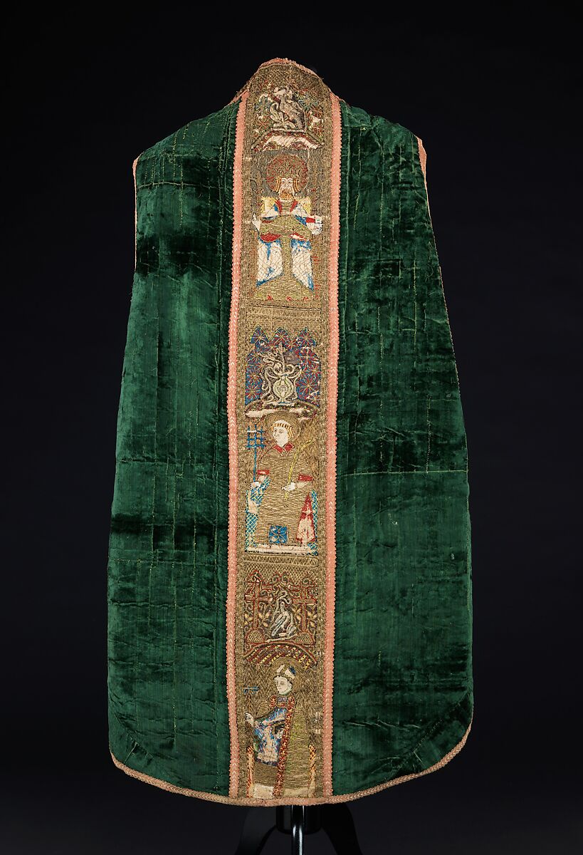 Chasuble, Silk, metal, linen, possibly Austrian 